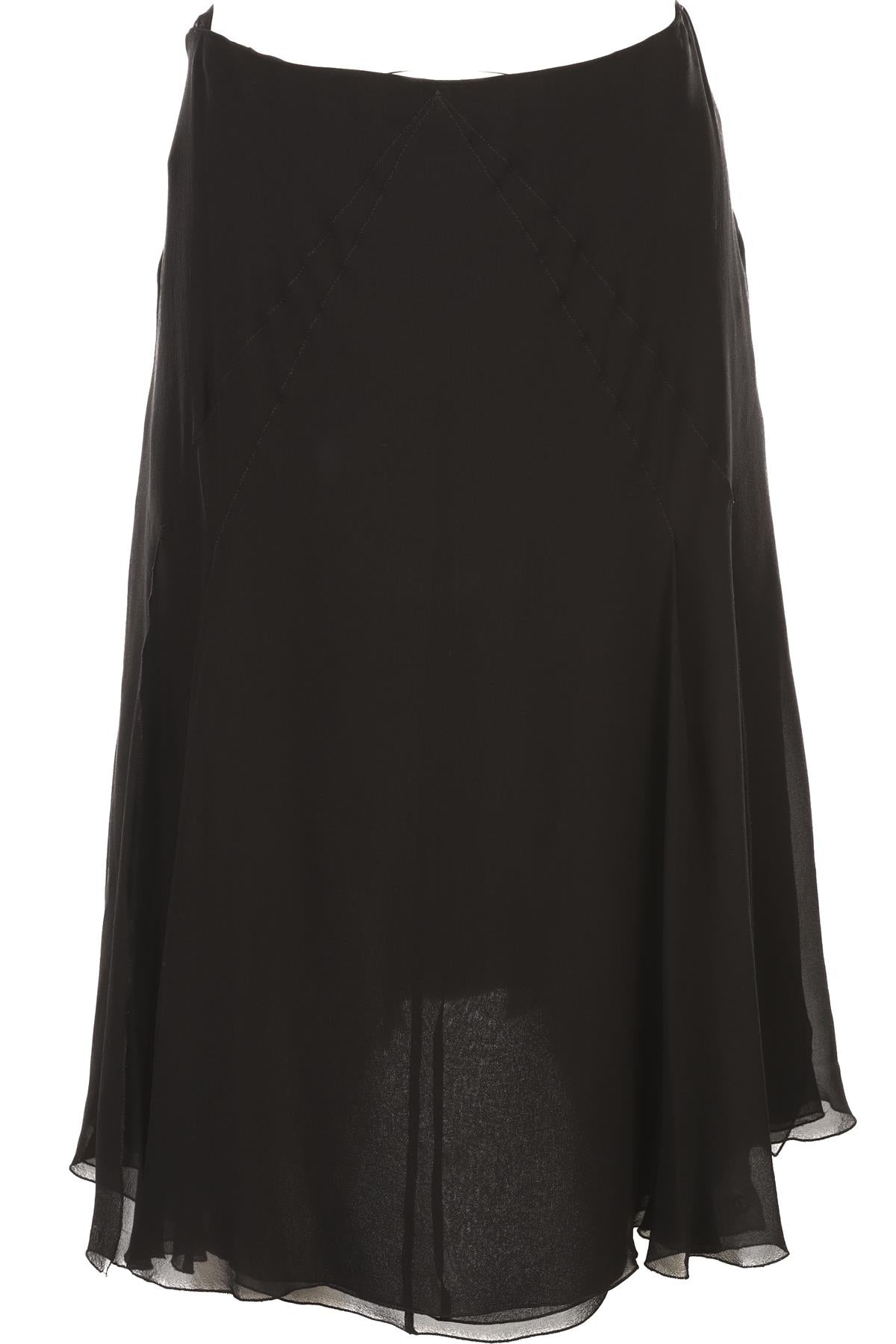 CHANEL BLACK 2000 SILK MIDI SKIRT FR 38 UK 10