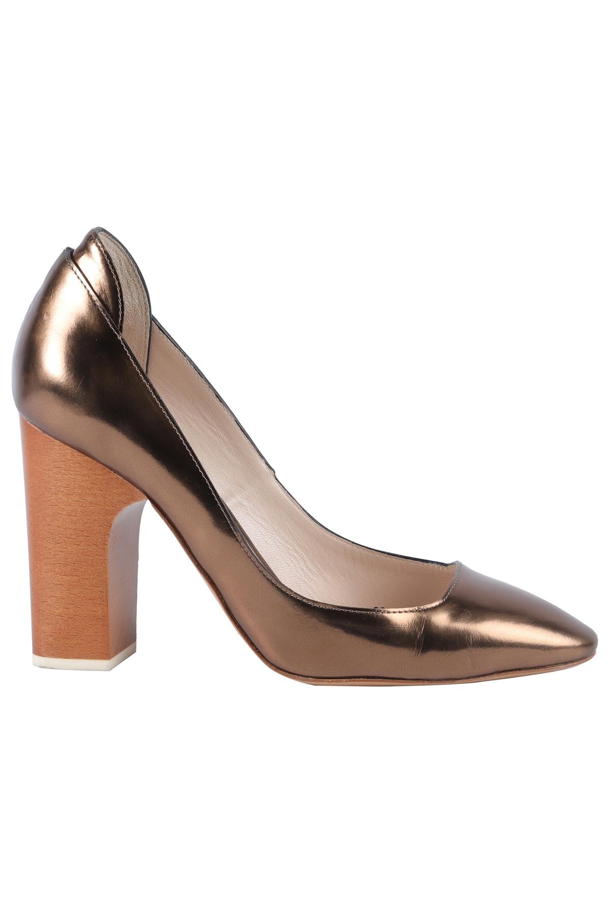 CHLOÉ BRONZE LEATHER PUMPS EU 37.5 UK 4.5 US 7.5