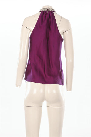 SIMKHAI PURPLE SATIN TOP XSMALL