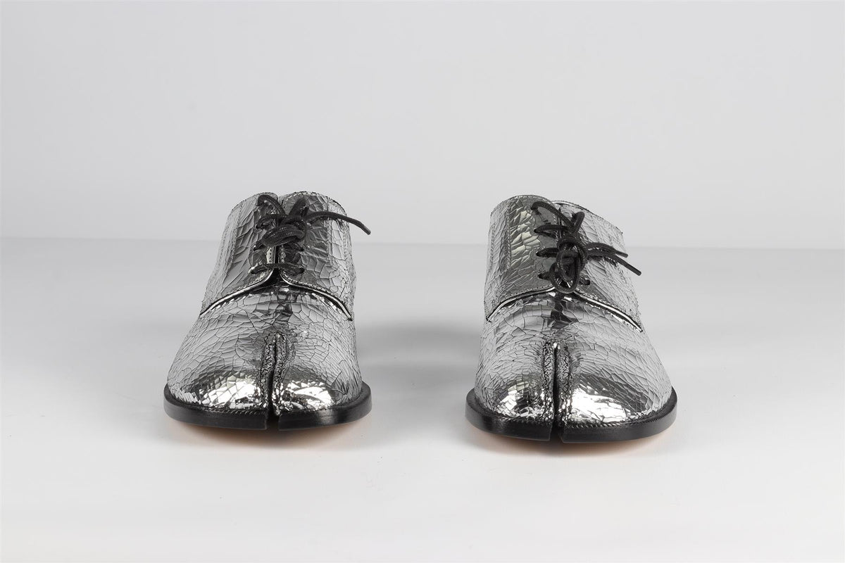 MAISON MARGIELA SILVER TABI LEATHER LOAFERS EU 39.5 UK 6.5 US 9.5