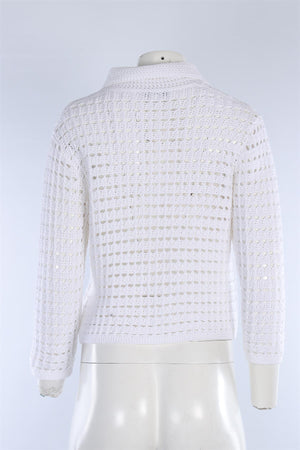 VINCE WHITE COTTON CARDIGAN UK 10