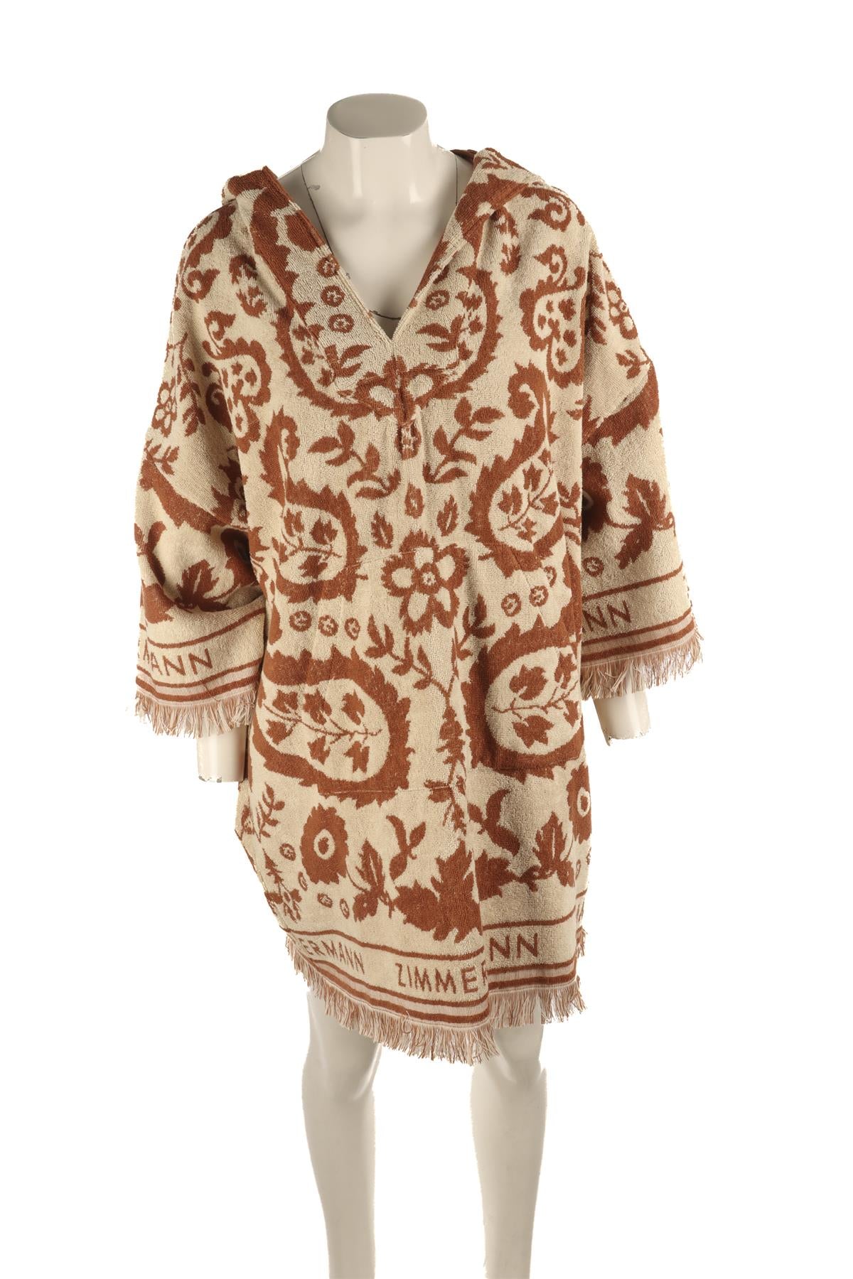 ZIMMERMANN BROWN COTTON MINI DRESS LARGE