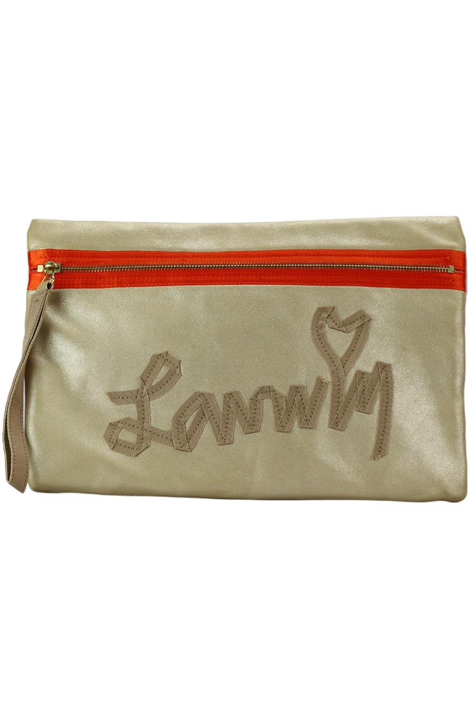 LANVIN LOGO DETAILED LEATHER CLUTCH