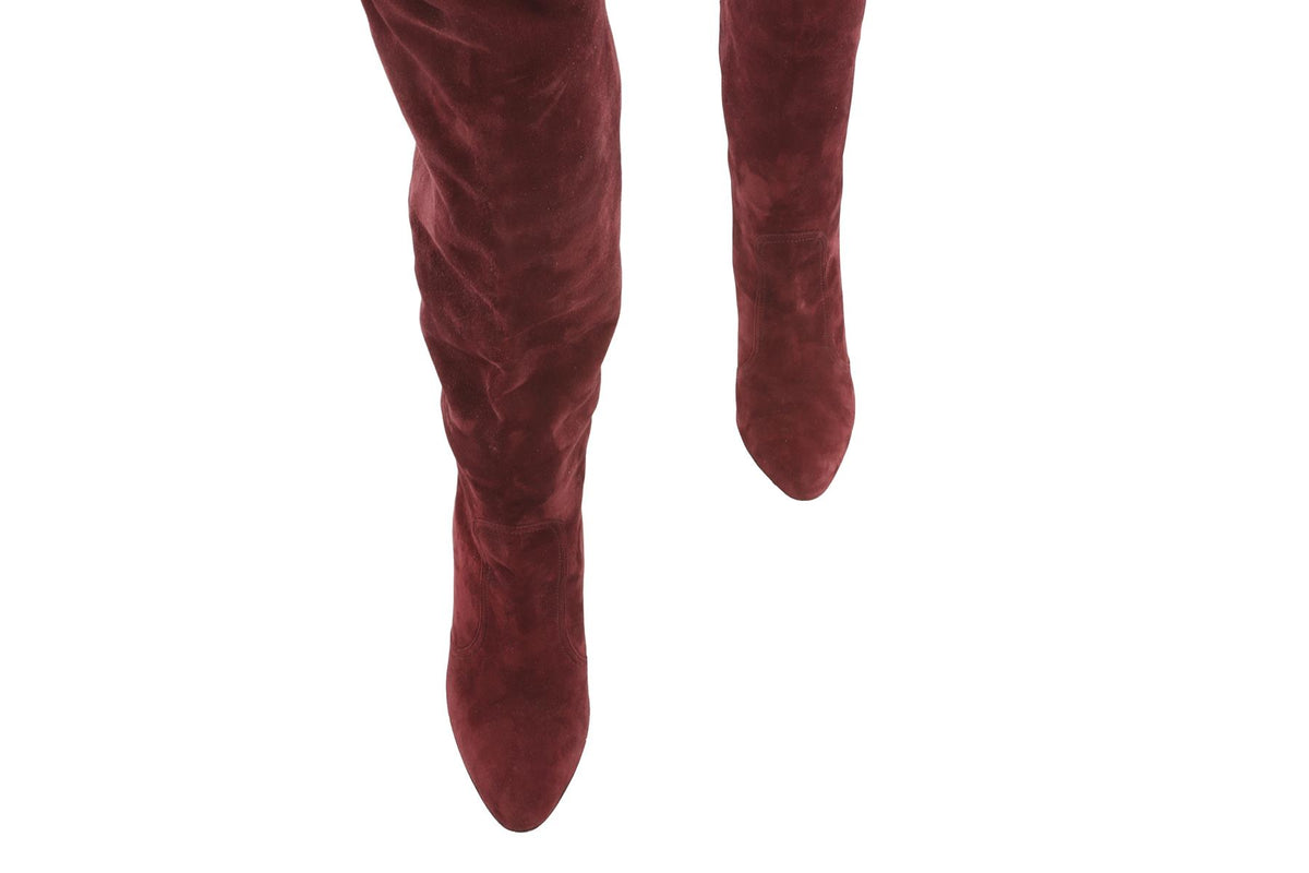 TAMARA MELLON BURGUNDY SUEDE KNEE HIGH BOOTS EU 38 UK 5 US 8