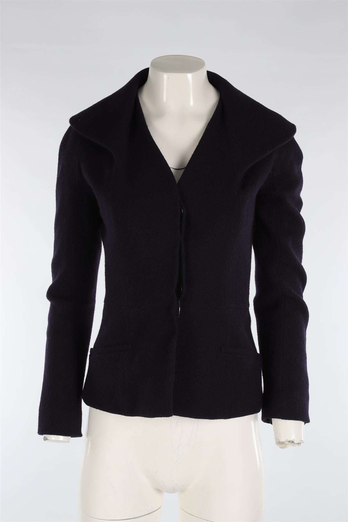 CHRISTIAN DIOR NAVY WOOL JACKET FR 36 UK 8