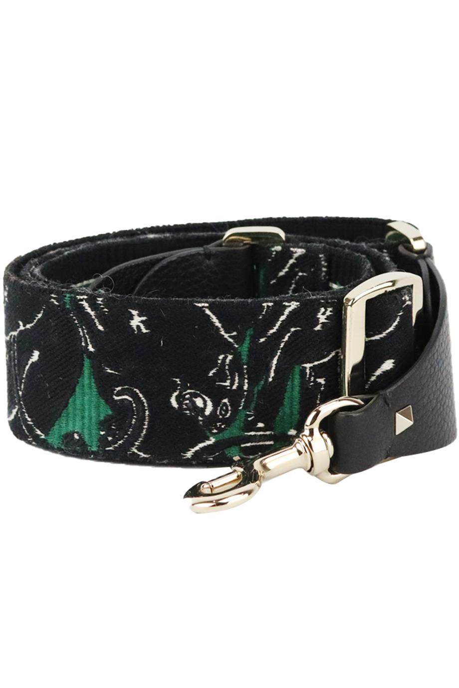 VALENTINO EMBROIDERED CANVAS AND LEATHER BAG STRAP