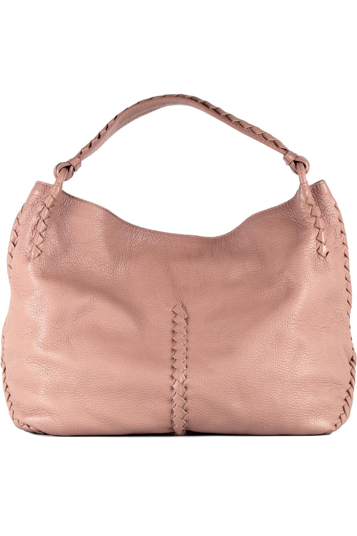 BOTTEGA VENETA PINK CERVO LEATHER SHOULDER BAG