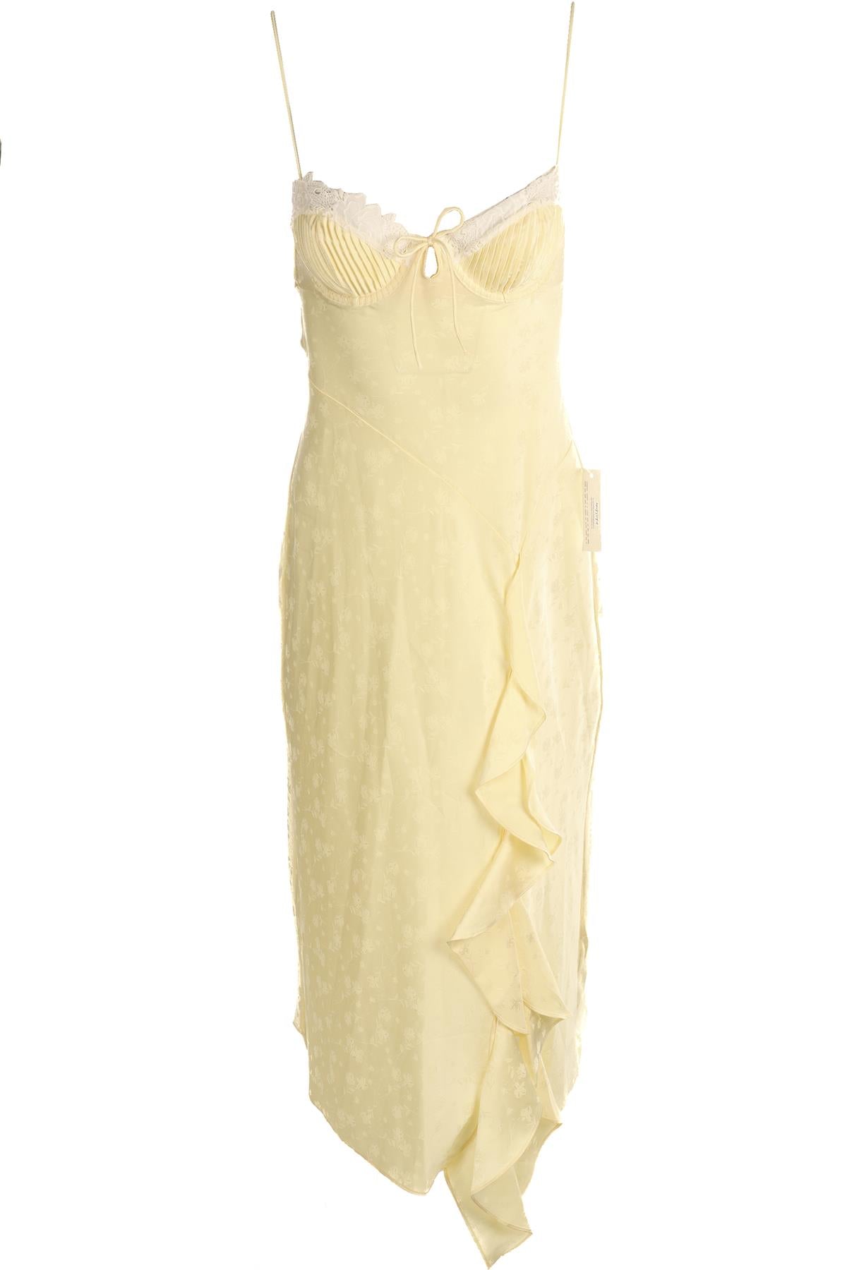 FOR LOVE & LEMONS YELLOW SATIN MAXI DRESS XSMALL