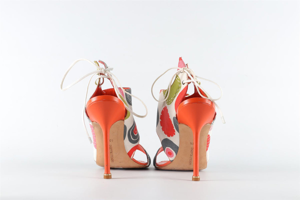 MANOLO BLAHNIK MULTI FABRIC SANDALS EU 40.5 UK 7.5 US 10.5