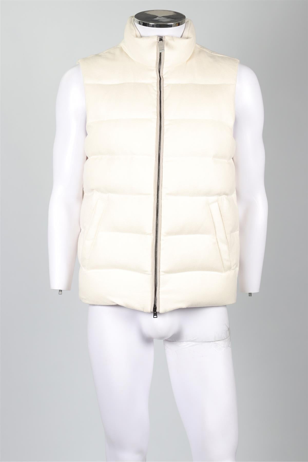 HERNO WHITE MEN'S PADDED CASHMERE GILET IT 50 UK/US CHEST 40
