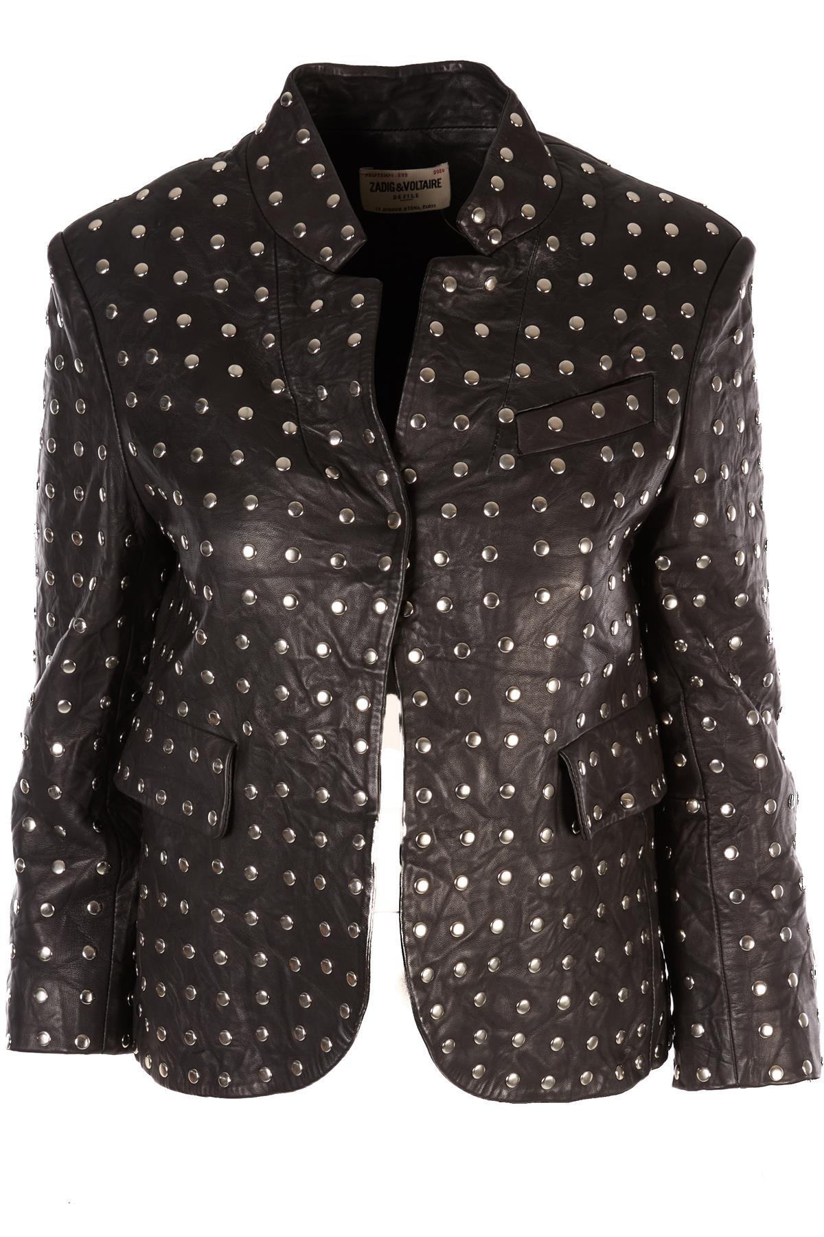 ZADIG & VOLTAIRE BLACK LEATHER BLAZER FR 36 UK 8