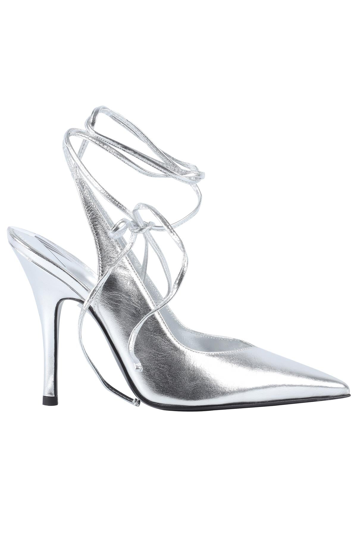 THE ATTICO SILVER LEATHER PUMPS EU 38 UK 5 US 8