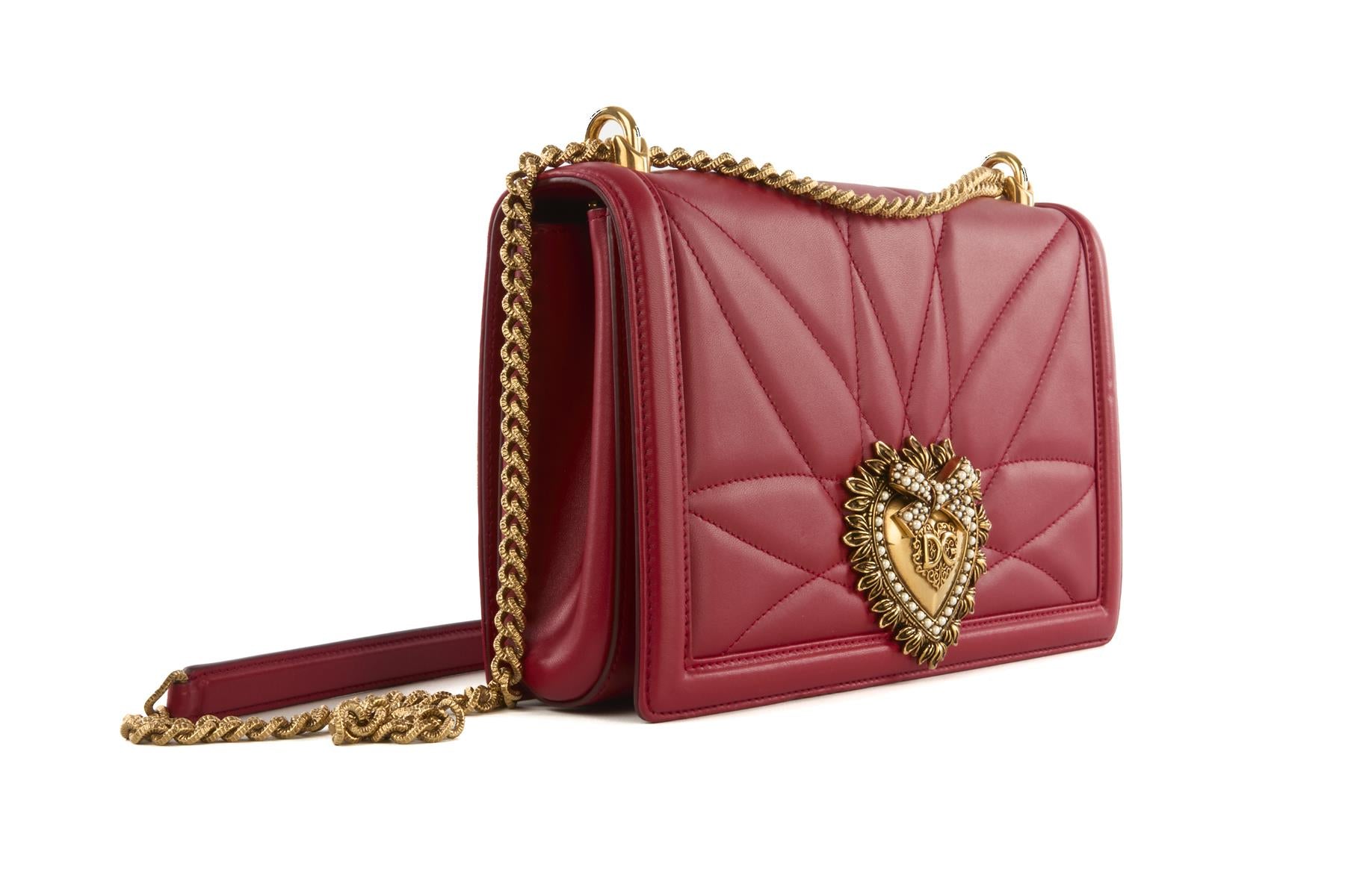 DOLCE & GABBANA RED DEVOTION LARGE LEATHER SHOULDER BAG