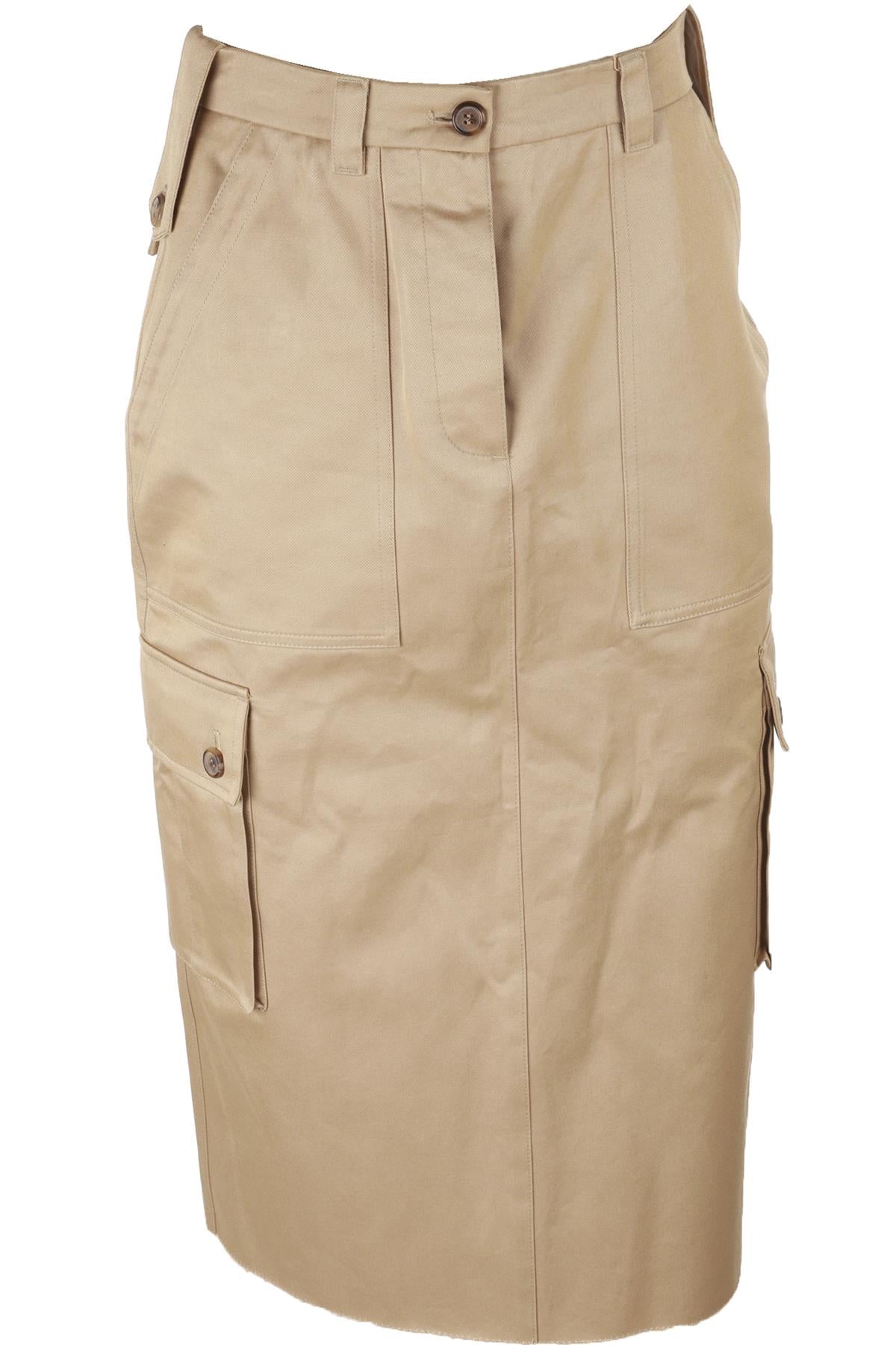 MIU MIU BEIGE COTTON MIDI SKIRT IT 40 UK 8