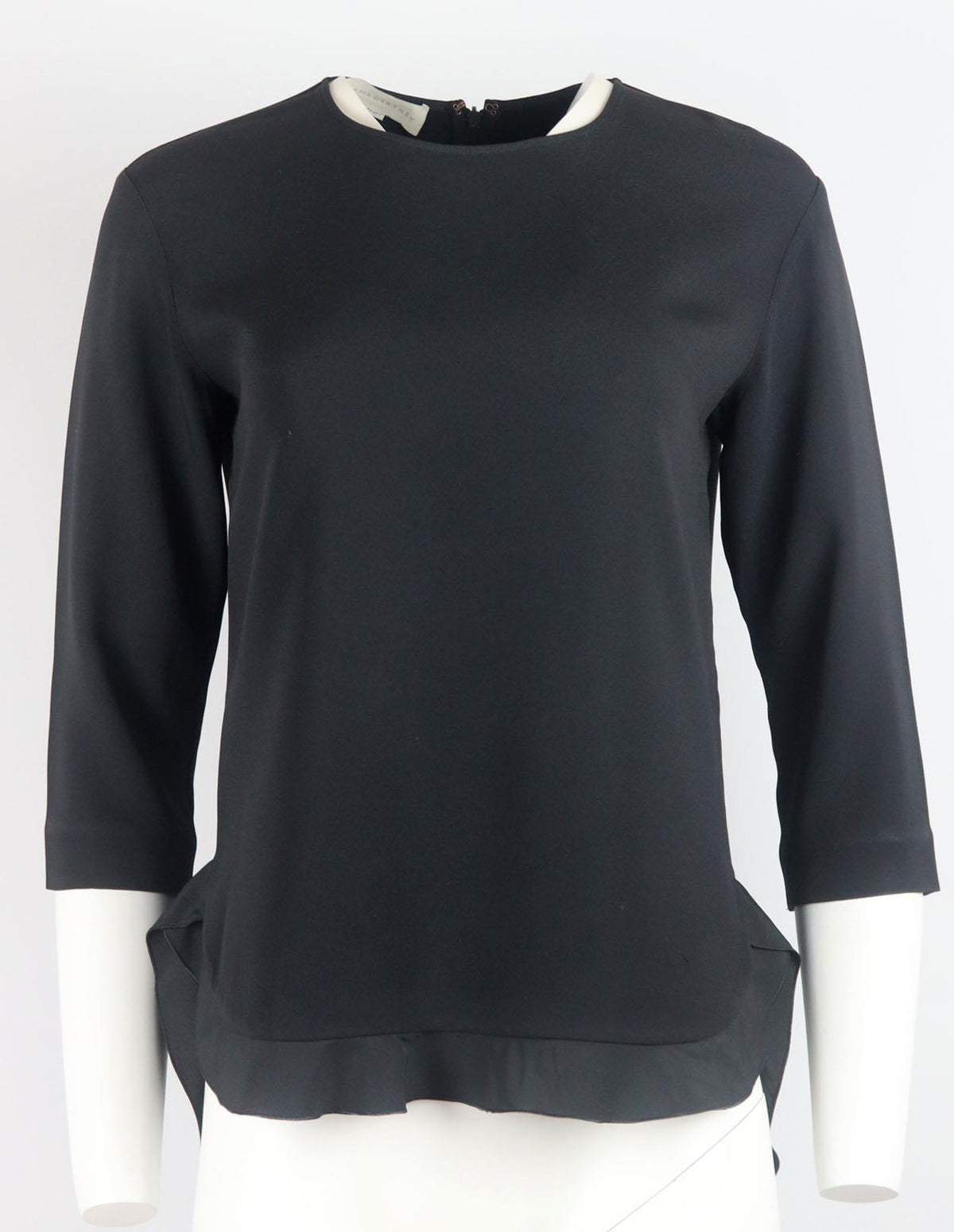 STELLA MCCARTNEY RUFFLE TRIMMED CREPE TOP IT 36 UK 4