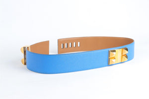 HERMÈS BLUE 1992 COLLIER DE CHIEN EPSOM LEATHER WAIST BELT