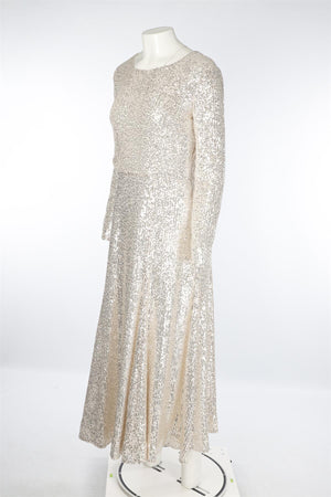 E. STOTT SLIVER SEQUIN MAXI DRESS