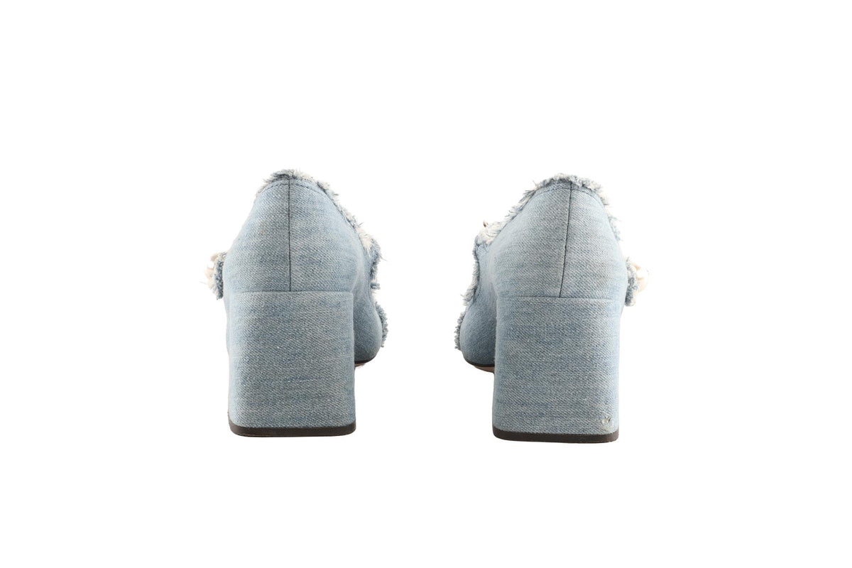 MIU MIU BLUE DENIM PUMPS EU 37 UK 4