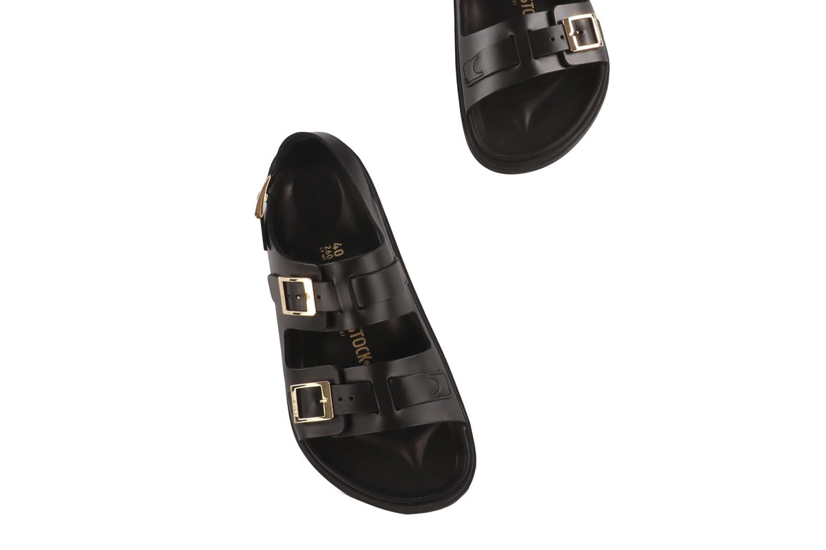 BIRKENSTOCK BLACK LEATHER SANDALS EU 40 UK 7 US 10
