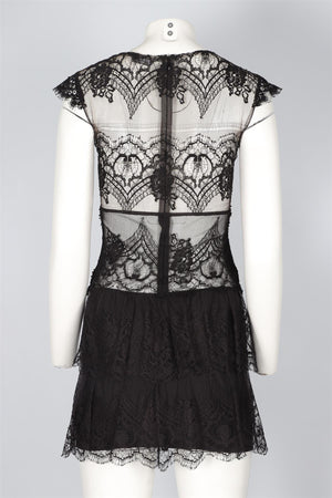 RAQUEL DINIZ BLACK LACE MINI DRESS IT 40 UK 8