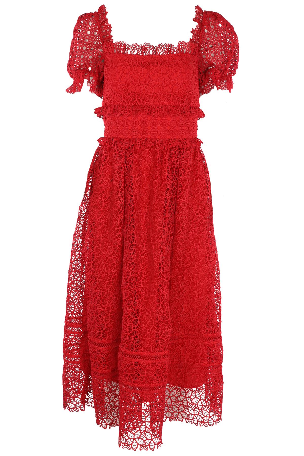 SELF-PORTRAIT RED LACE MIDI DRESS UK 8
