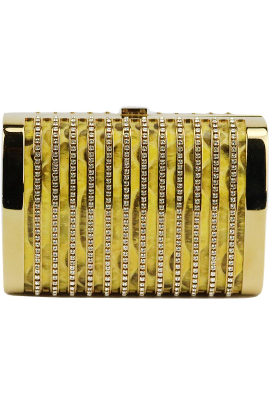 STARK SEDUCTRESS CRYSTAL EMBELLISHED PYTHON BOX CLUTCH