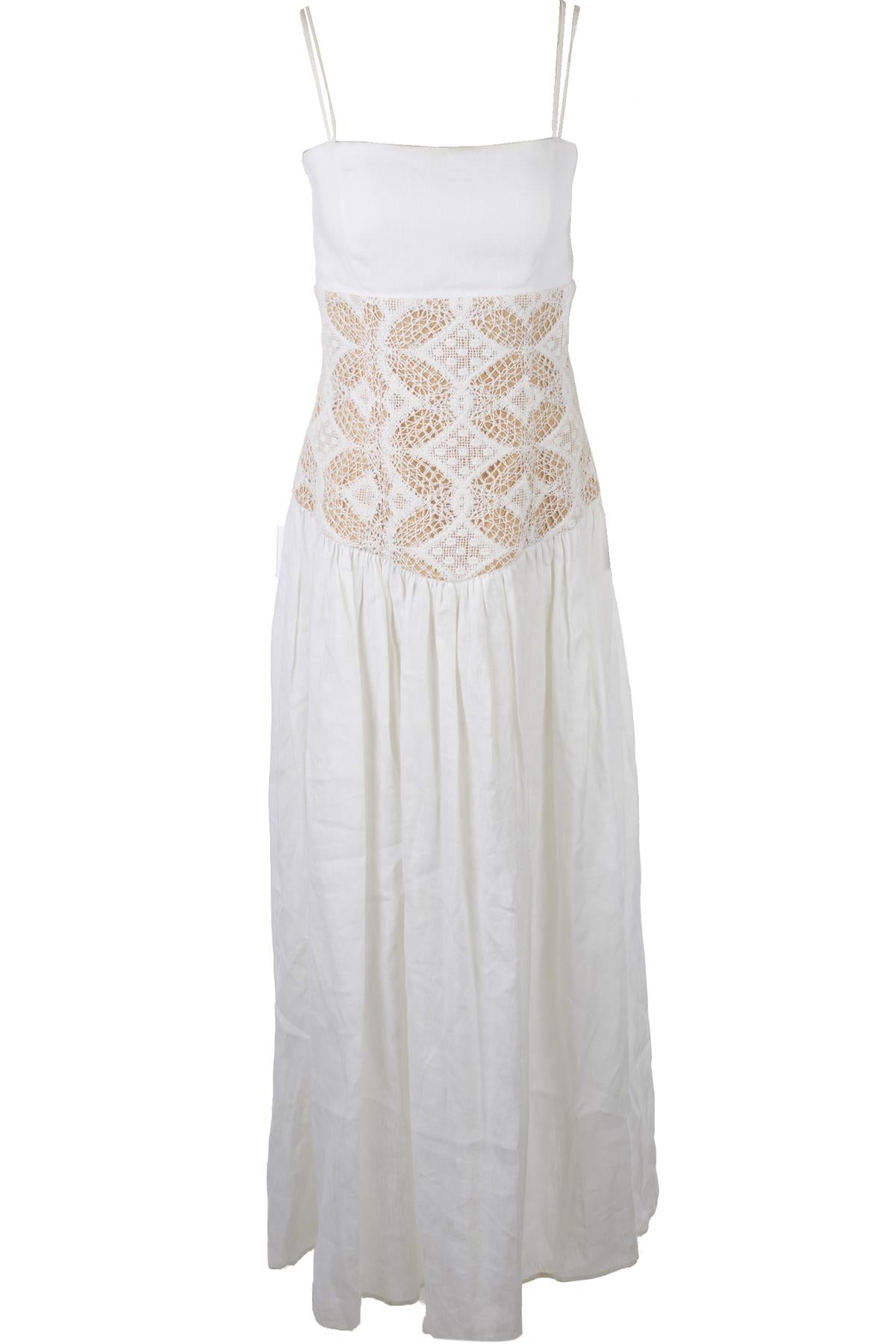 SILVIA TCHERASSI WHITE LINEN MAXI DRESS SMALL