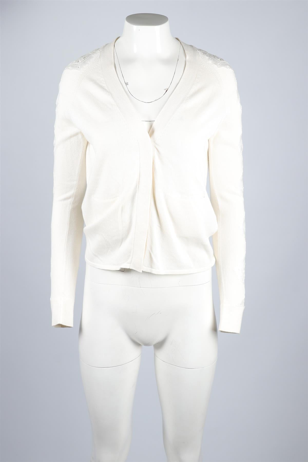 CHLOÉ  WHITE COTTON CARDIGAN XSMALL