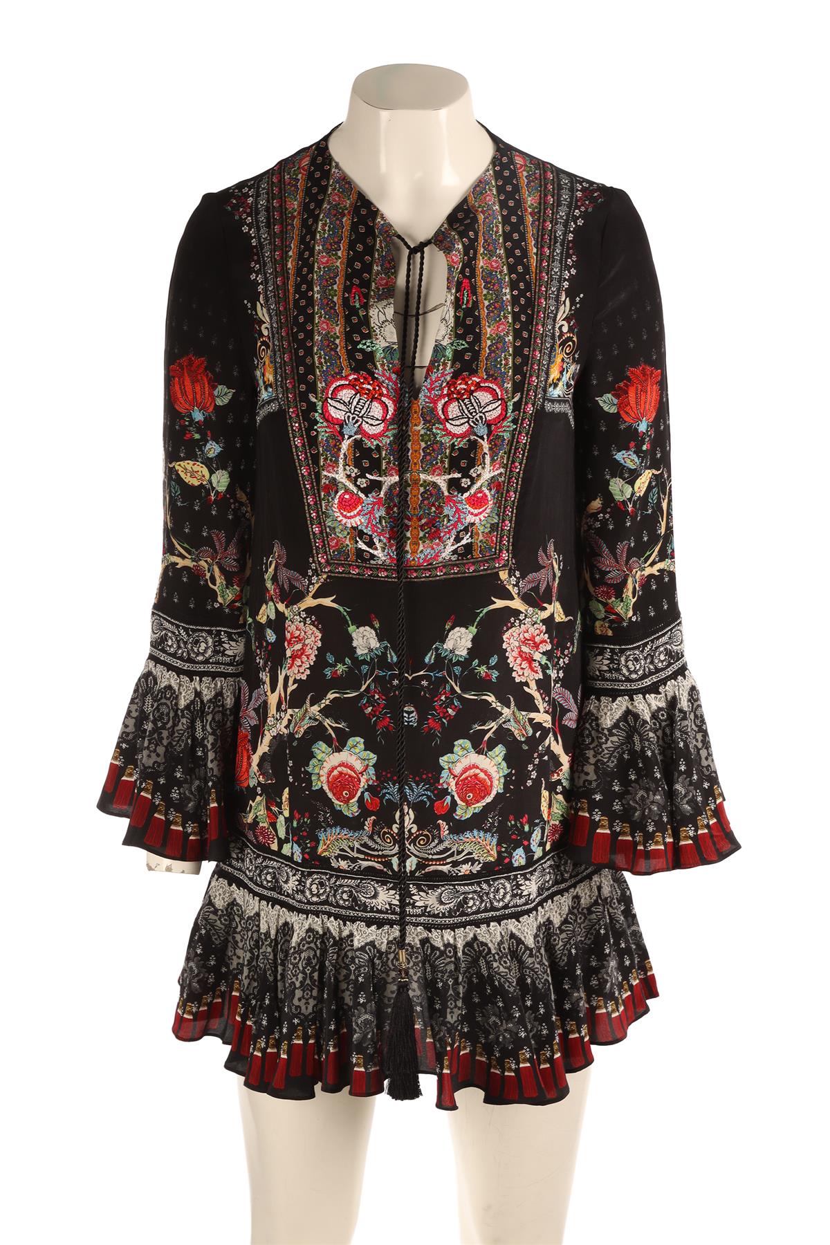 CAMILLA BLACK SILK MINI DRESS XSMALL UK 6