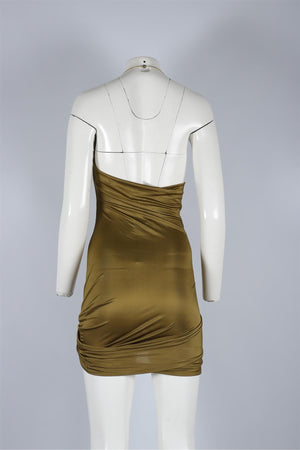 ATLEIN GREEN JERSEY MINI DRESS SMALL