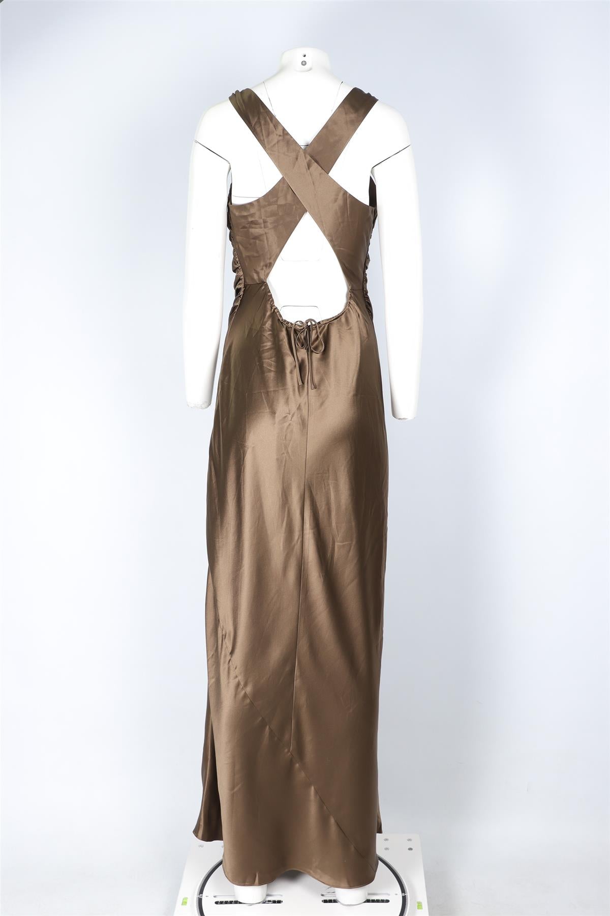 REFORMATION GREEN SILK MAXI DRESS US 8 UK 12