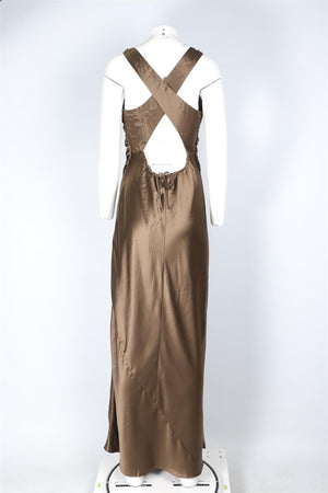 REFORMATION GREEN SILK MAXI DRESS US 8 UK 12