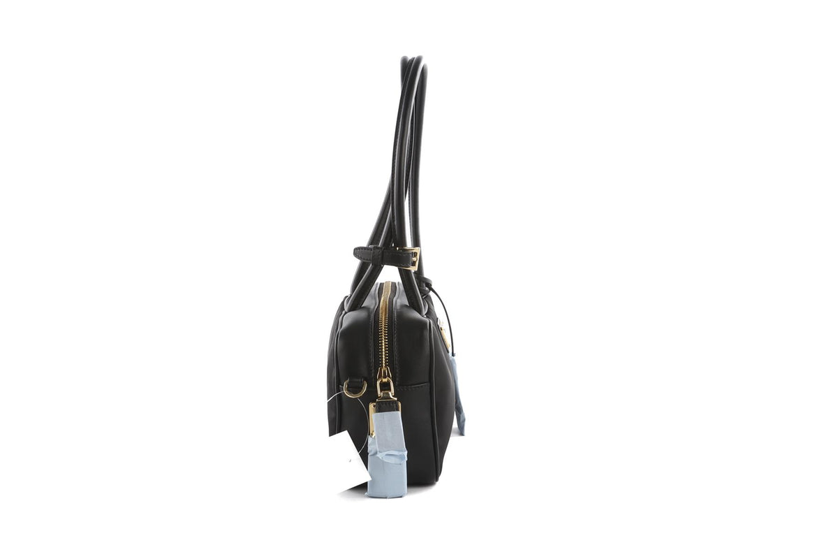 PRADA BLACK RE-NYLON LEATHER AND NYLON SHOULDER BAG