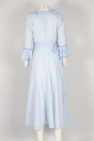 GÜL HÜRGEL BLUE COTTTON MAXI DRESS MEDIUM