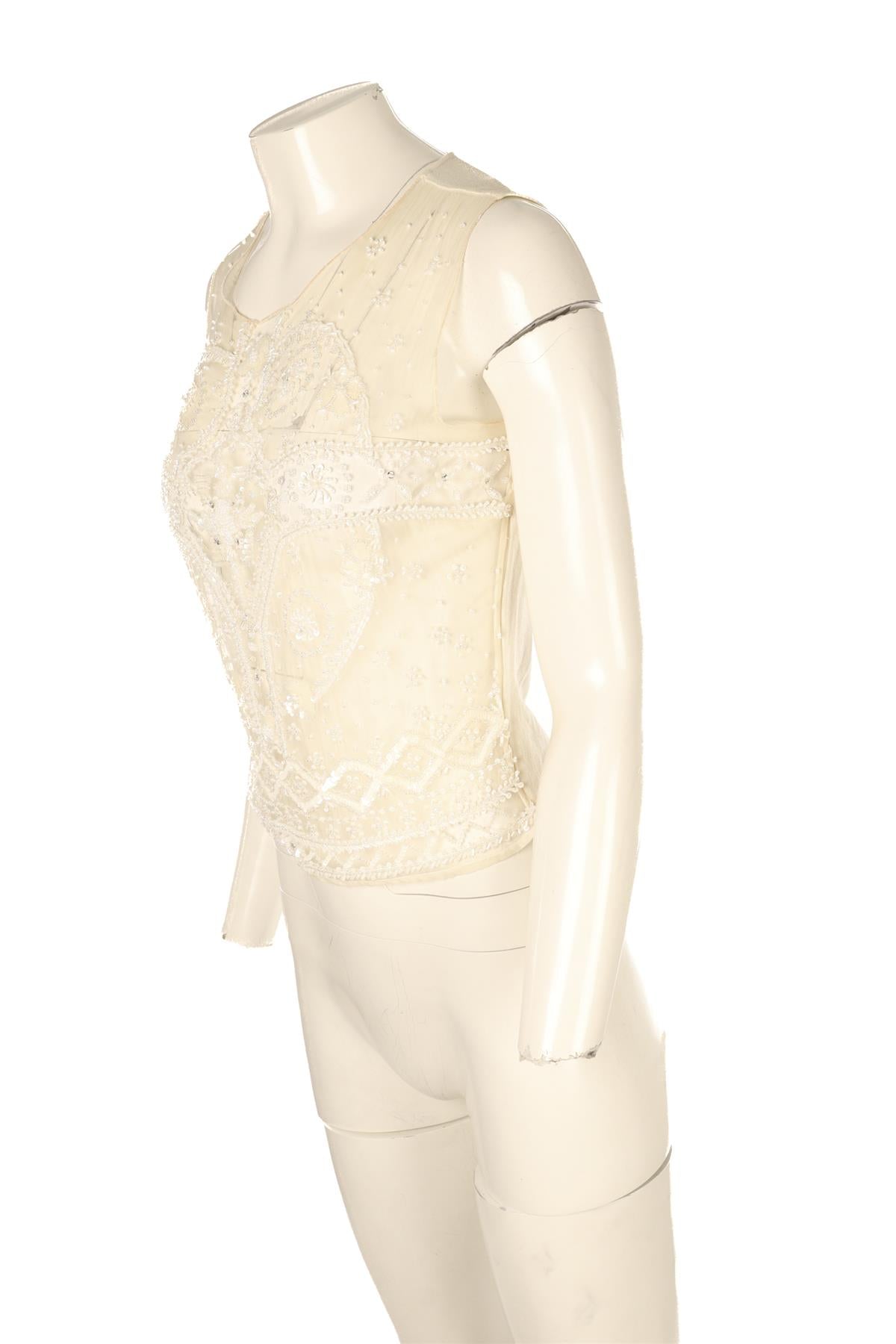 VALENTINO CREAM VINTAGE WOOL TOP MEDIUM