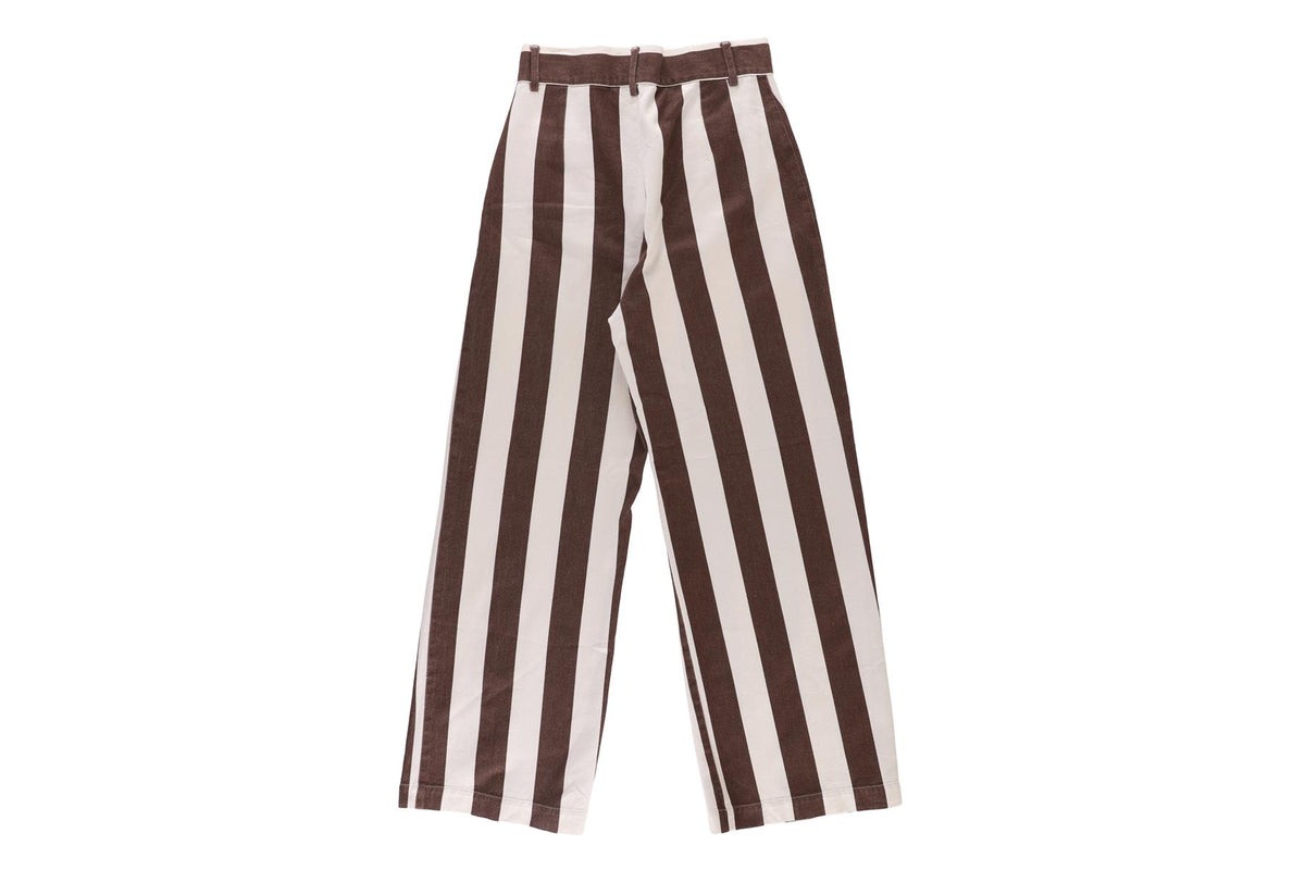 LA VESTE BROWN COTTON STRAIGHT LEG PANTS SMALL