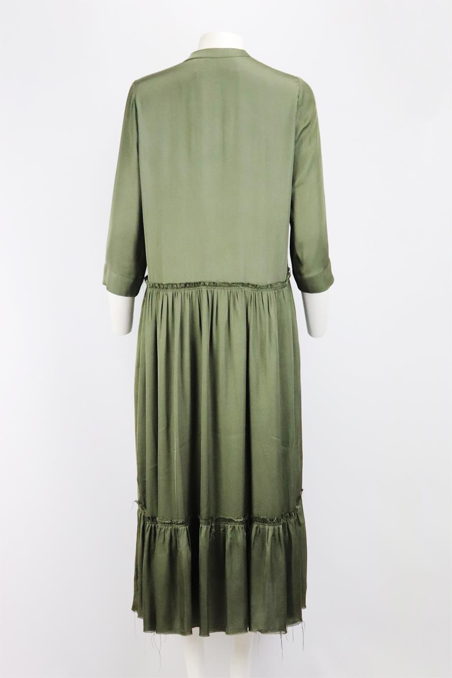 RAQUEL ALLEGRA TIERED SATIN MAXI DRESS UK 12