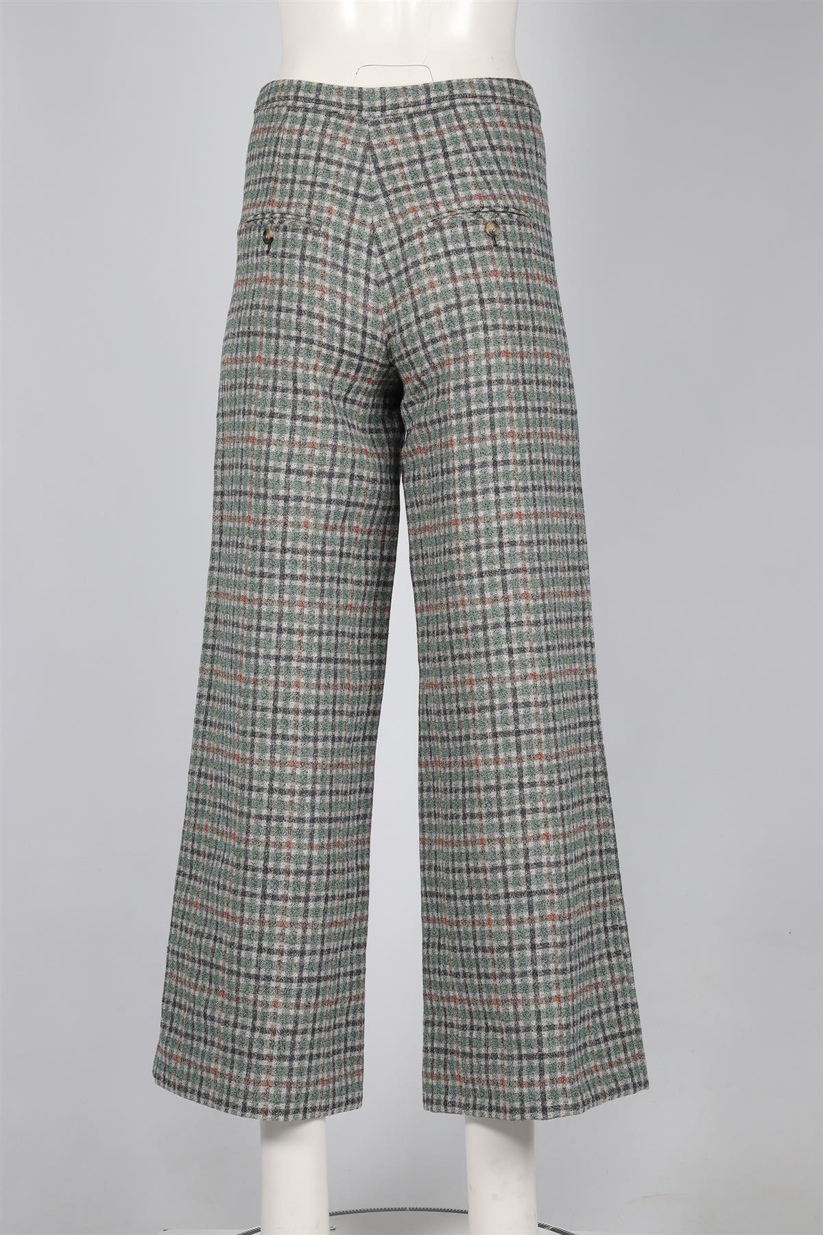 ISABEL MARANT GREEN COTTON WIDE LEG PANTS FR 36 UK 8