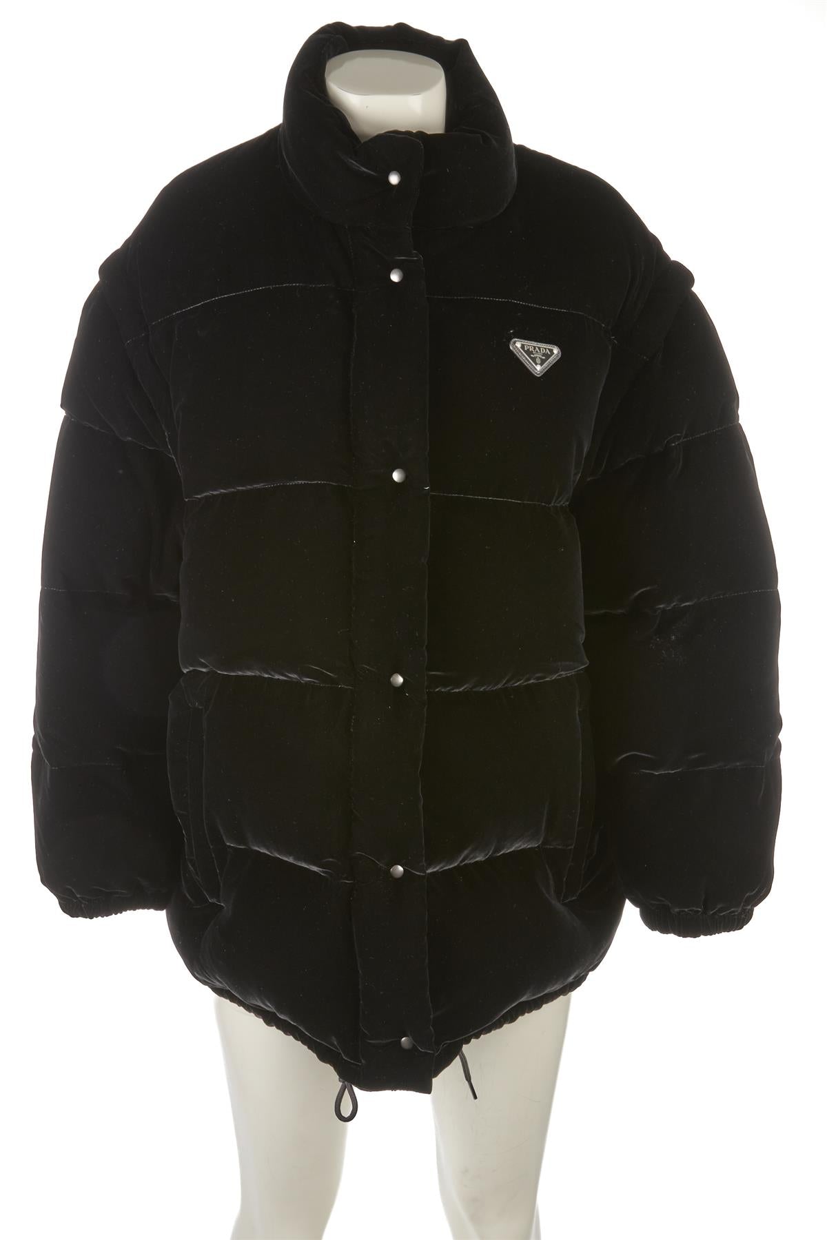 PRADA BLACK PADDED VELVET JACKET IT 42 UK 10