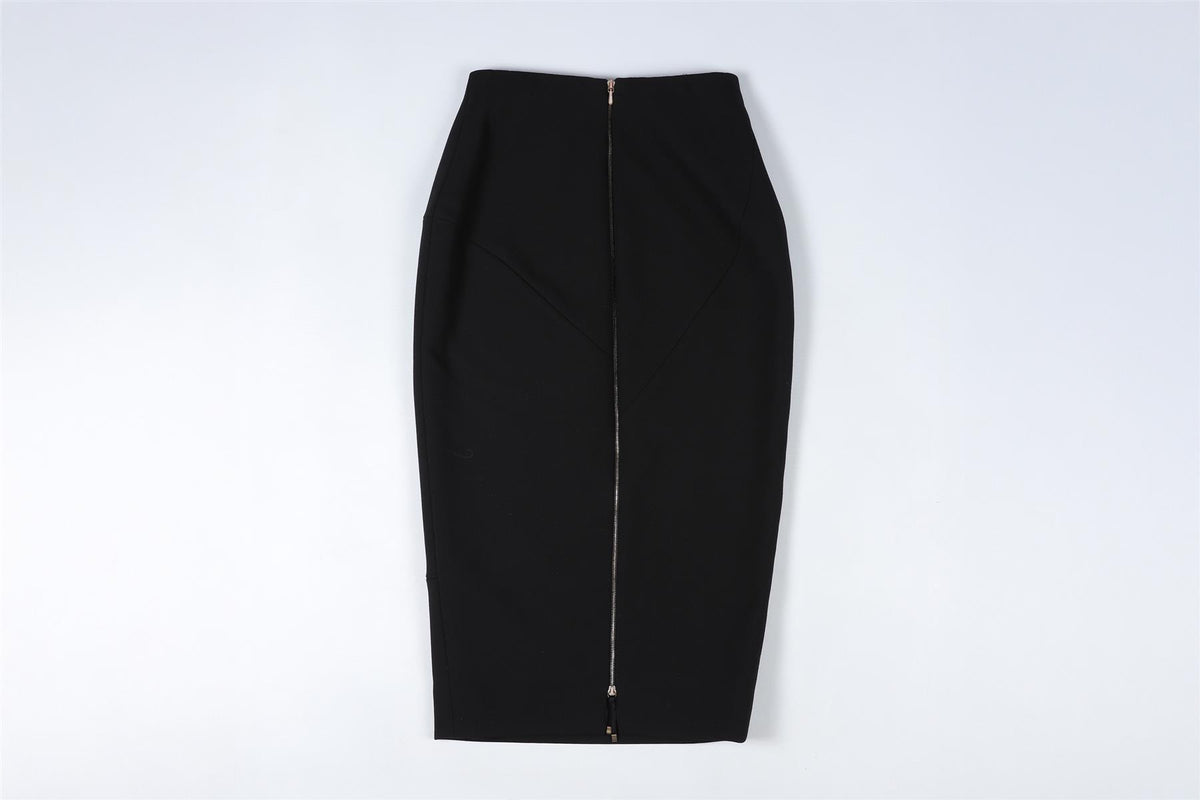 VICTORIA BECKHAM BLACK WOOL MIDI SKIRT UK 6