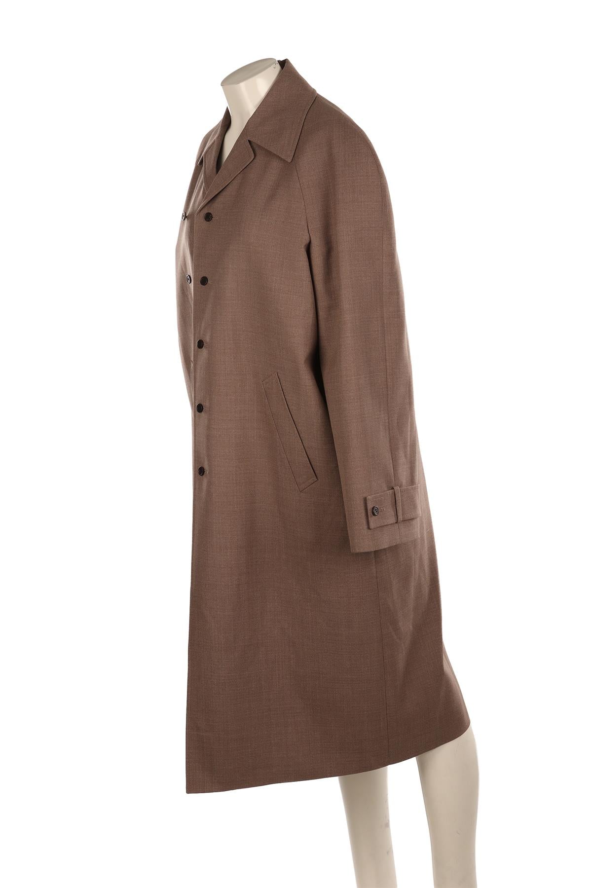CARVAN BROWN WOOL COAT FR 34 UK 6
