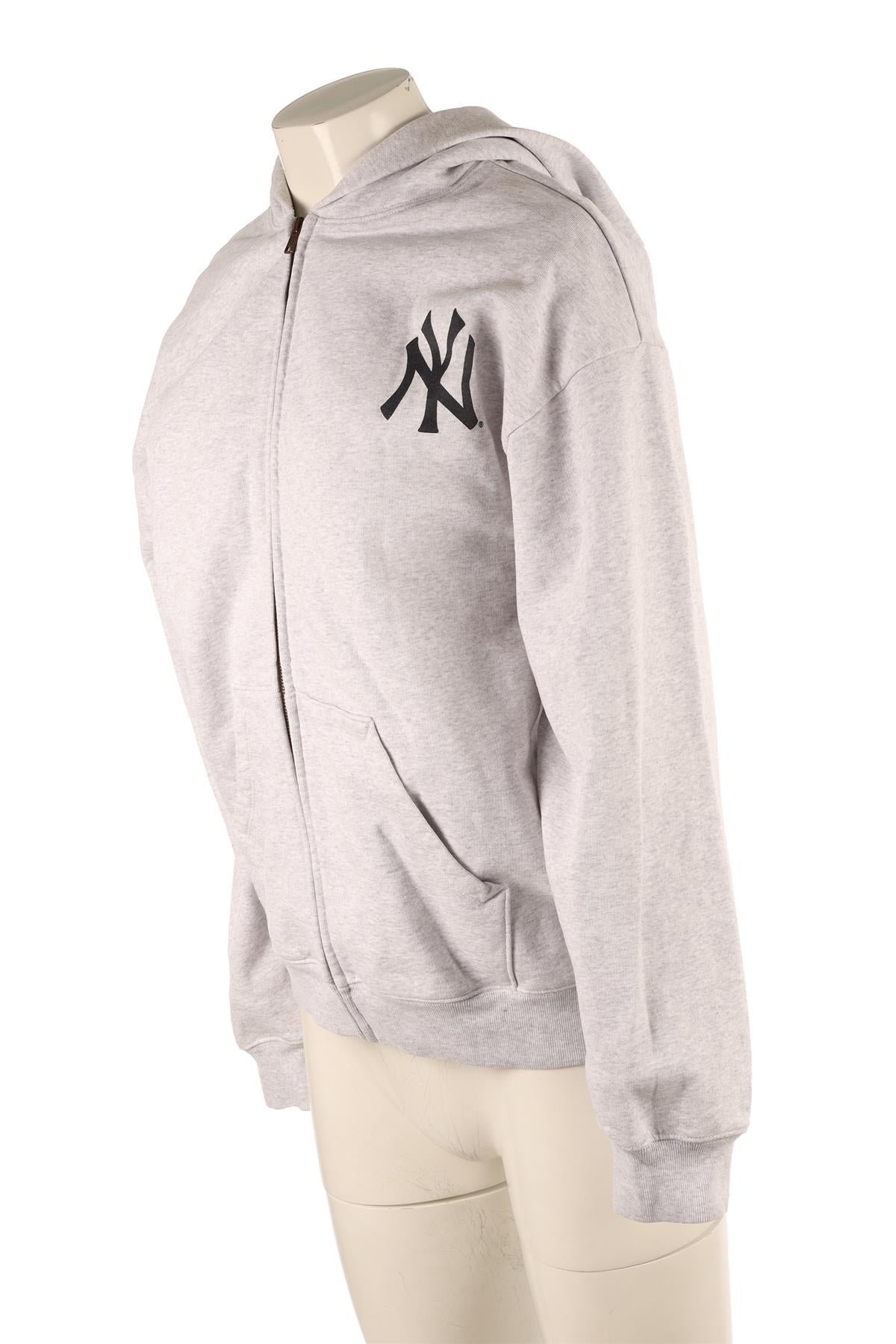 SPORTY & RICH + YANKEES GREY COTTON HOODIE SMALL