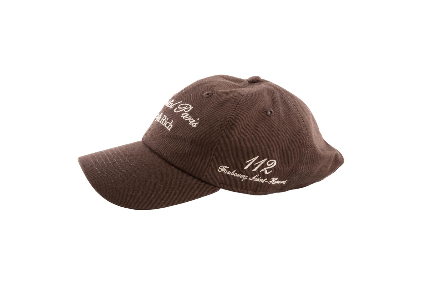 SPORTY & RICH + LE BRISTOL PARIS BROWN COTTON BASEBALL CAP ONE SIZE