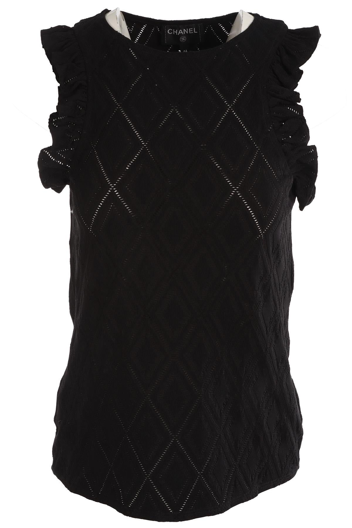CHANEL BLACK 2022 KNIT TOP FR 44 UK 16