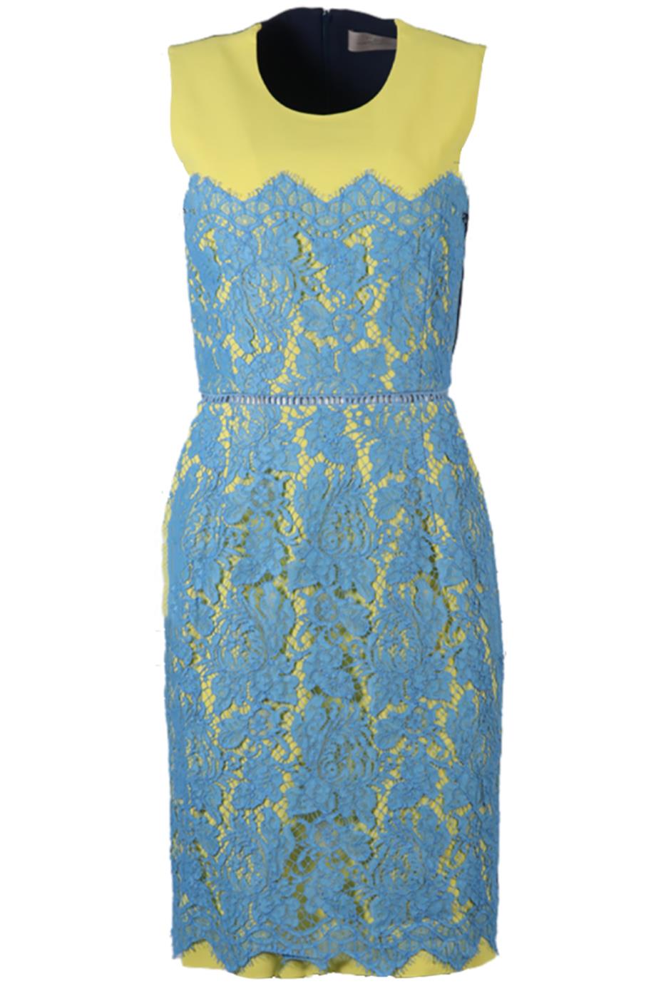 PREEN BY THORNTON BREGAZZI LACE AND SILK BLEND MIDI DRESS MEDIUM