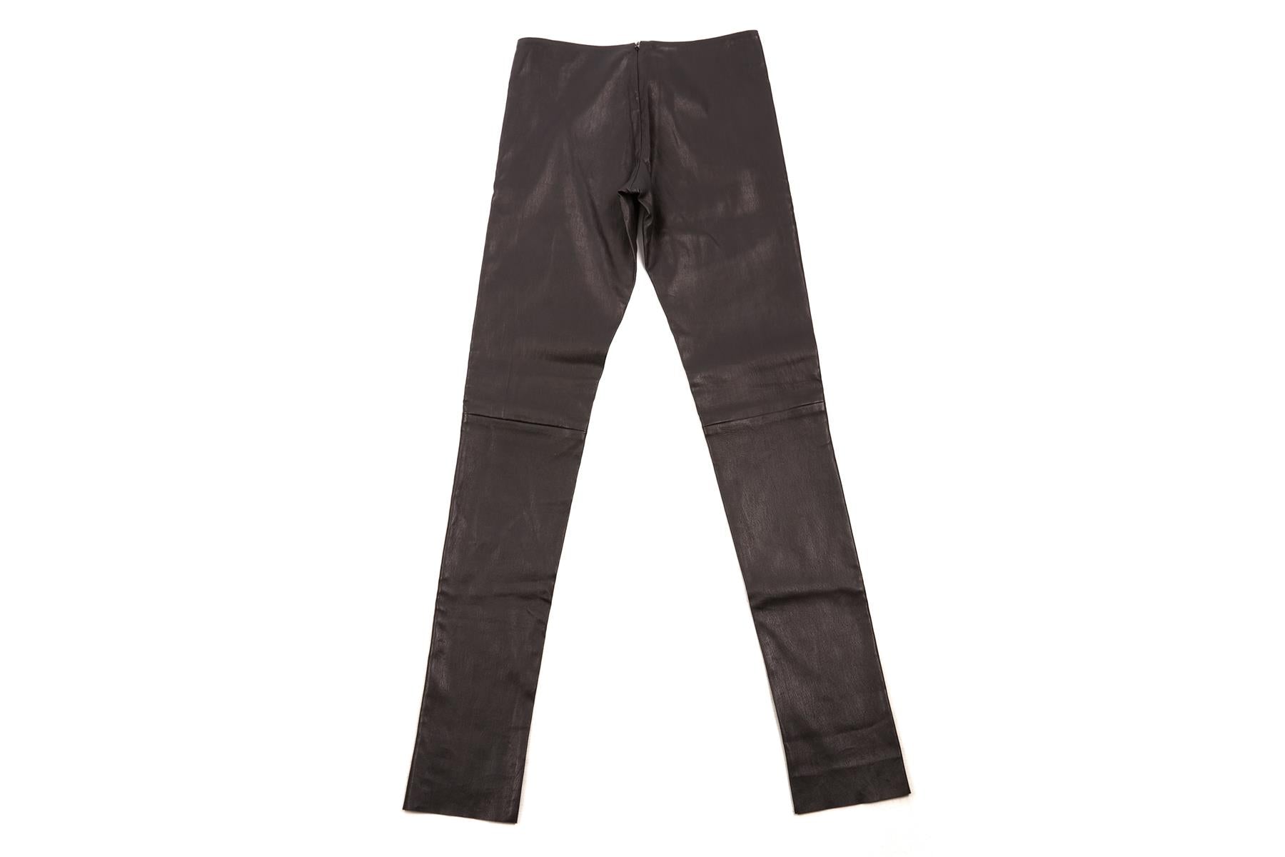 JITROIS BLACK LEATHER SKINNY PANTS FR 34 UK 6
