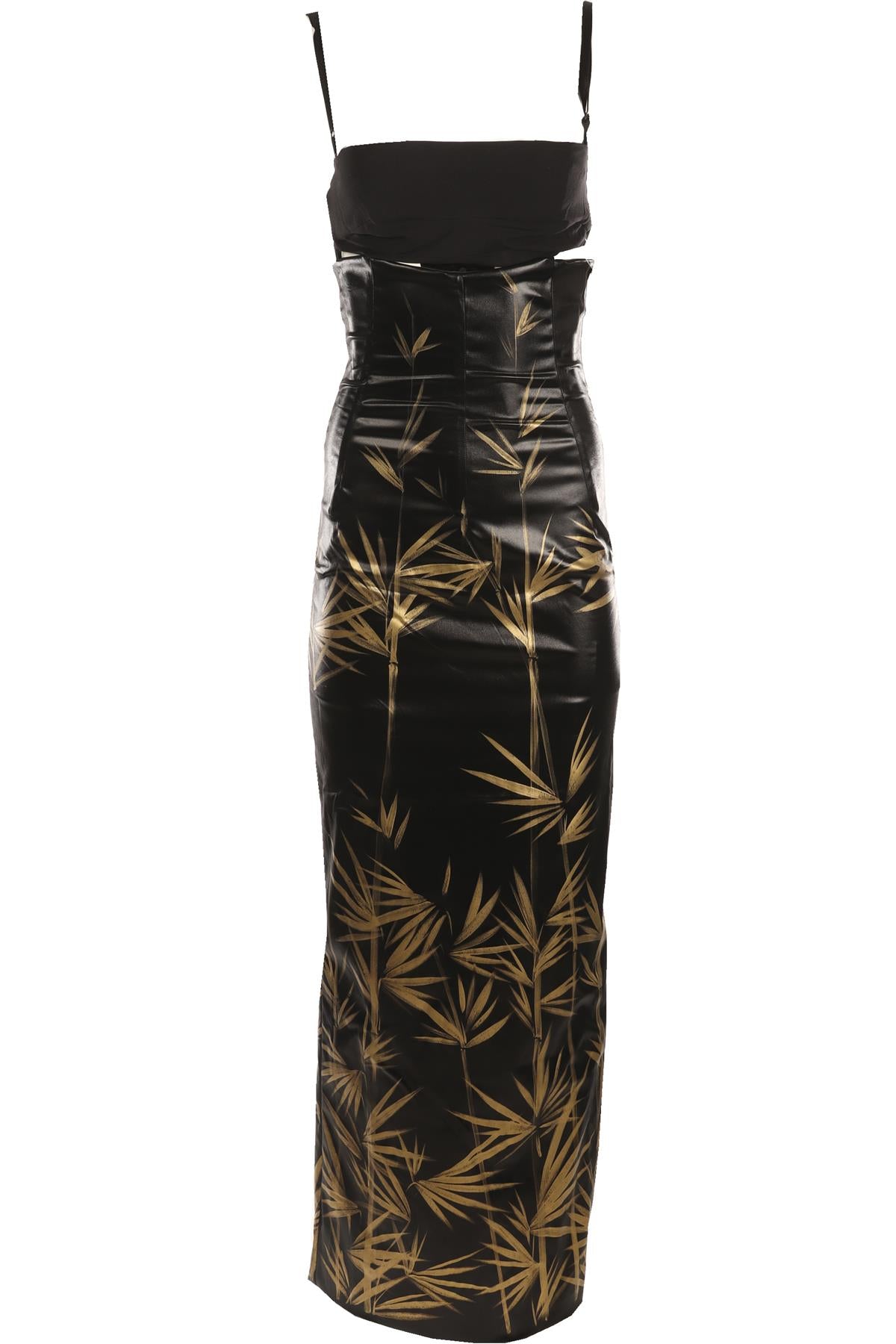 DOLCE & GABBANA BLACK 1999 SATIN TOP AND SKIRT SET IT 40-42 UK 8-10