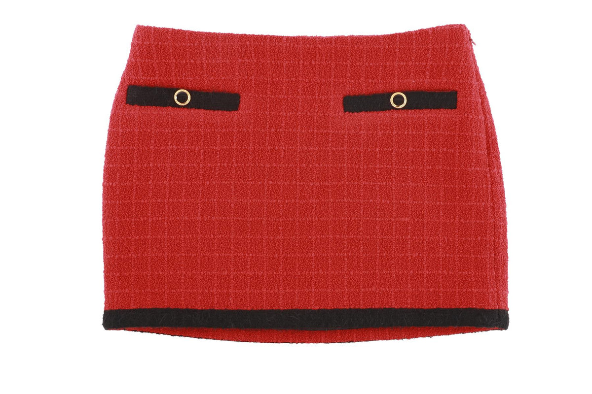 ALESSANDRA RICH RED WOOL MINI SKIRT IT 36 UK 4