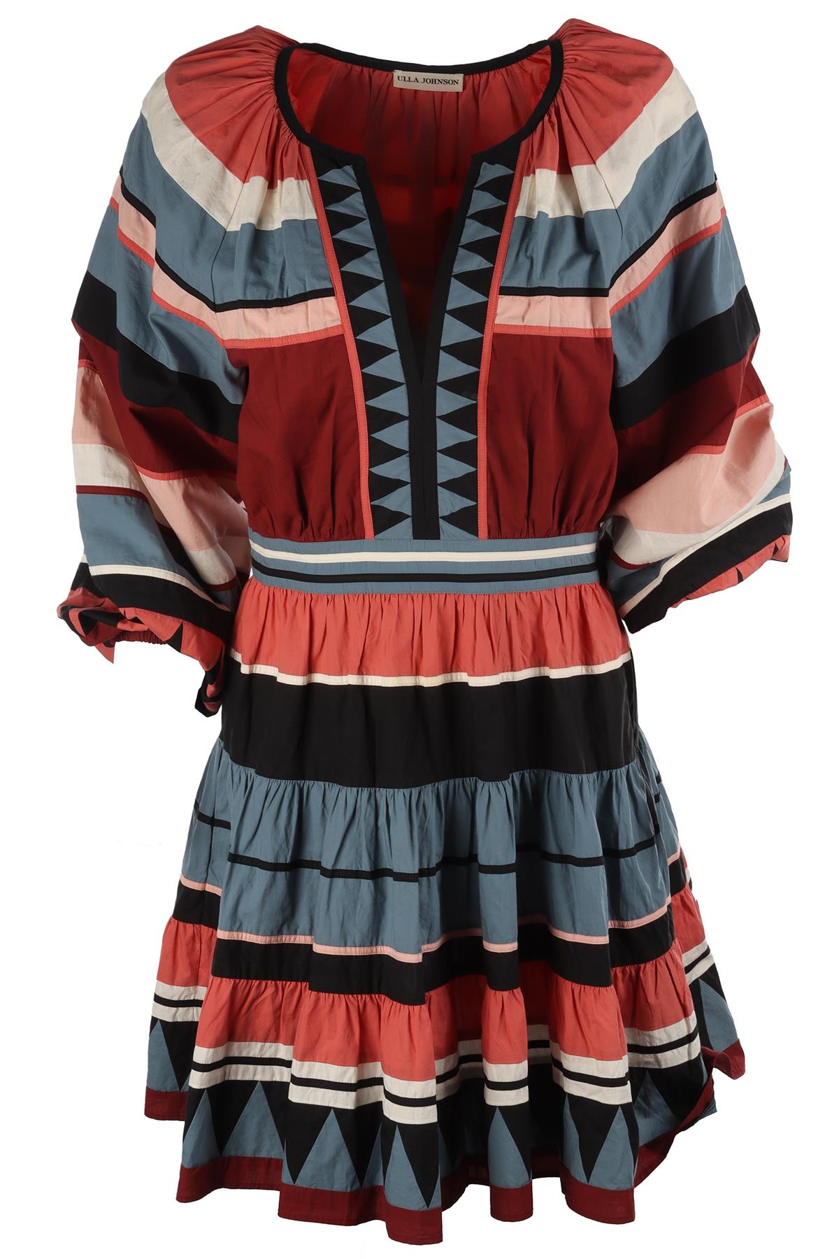 ULLA JOHNSON MULTI COTTON MINI DRESS US 4 UK 8 FR 36