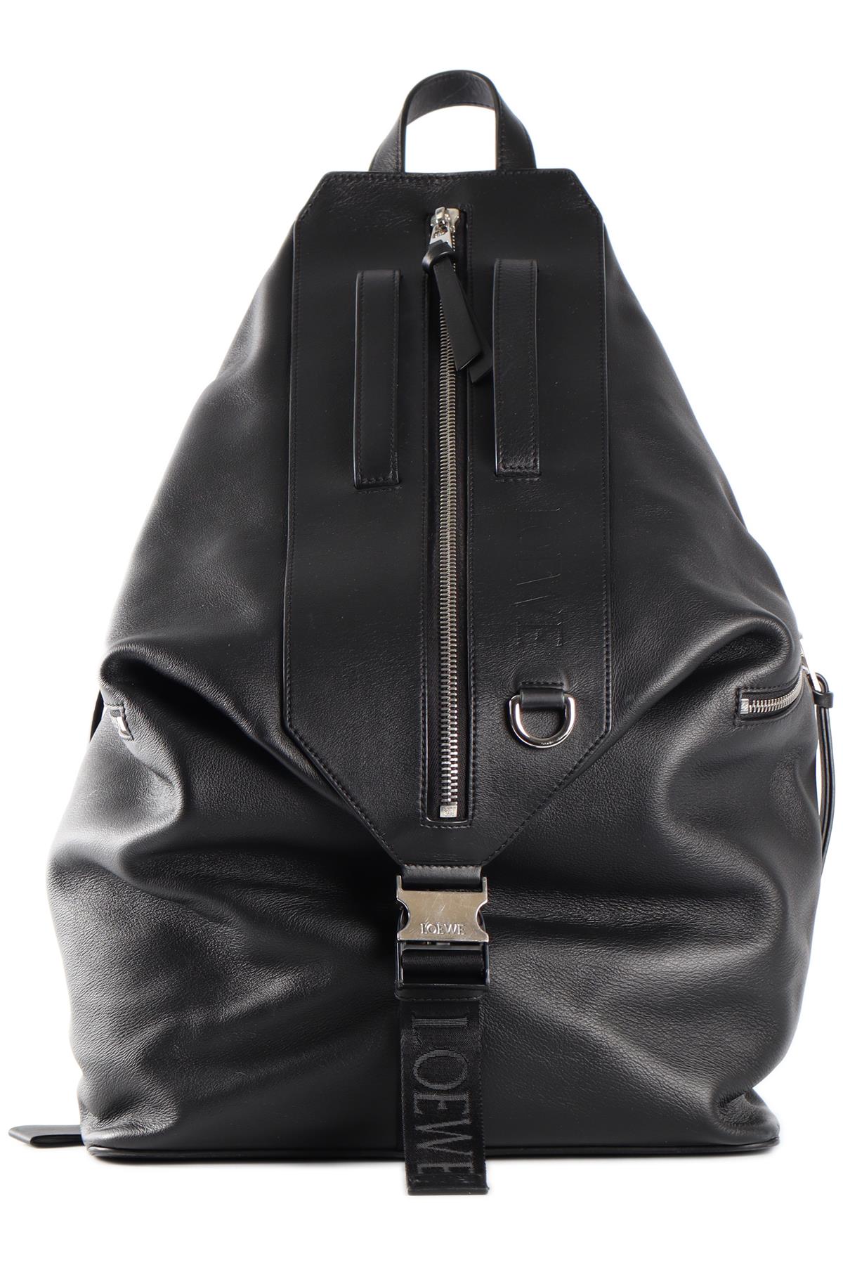 LOEWE BLACK CONVERTIBLE LEATHER BACKPACK